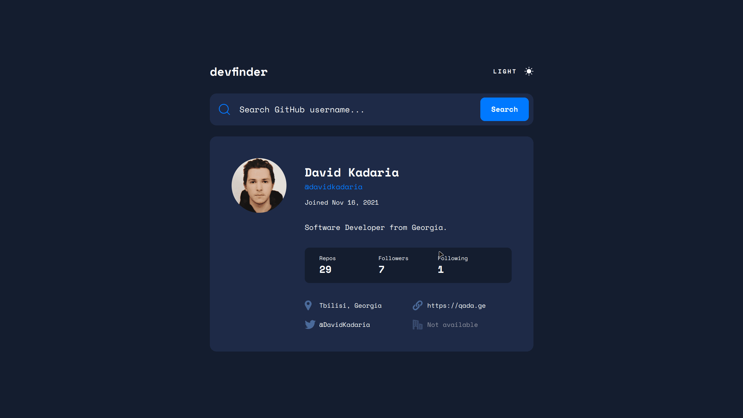 Github user search app